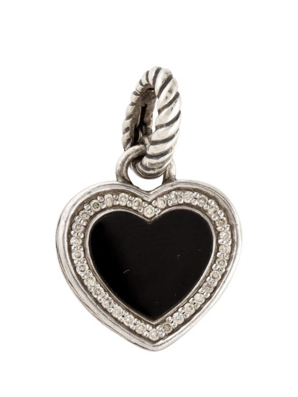 David Yurman Diamond & Black Onyx Detachable Heart Charm Sterling Silver